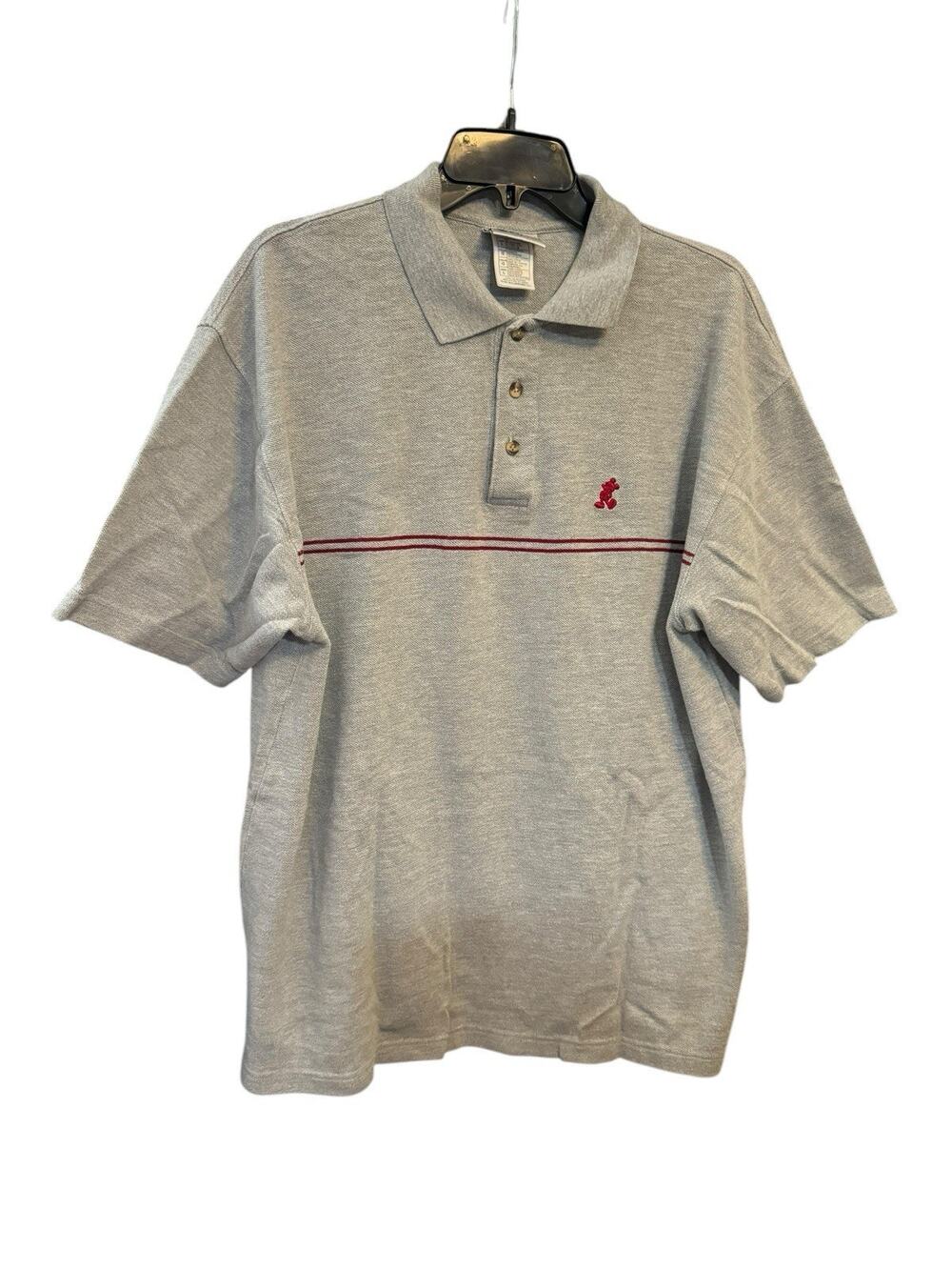 Disneyland Resorts Grey Mens Mickey Mouse Embroidered Polo Shirt Size Large